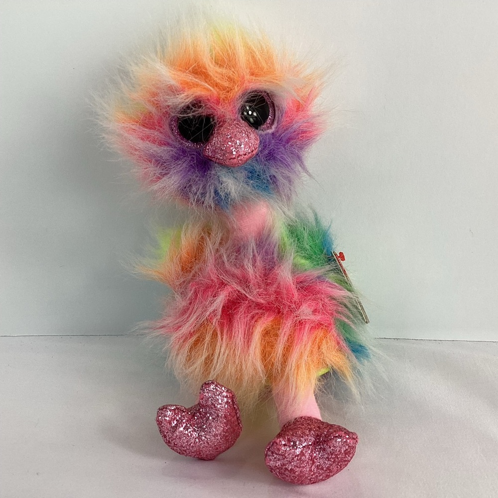 TY Beanie Boos Asha the Rainbow Ostrich Bird Stuffed Animal Plush Toy 2019 w/Tag - Picture 1 of 13